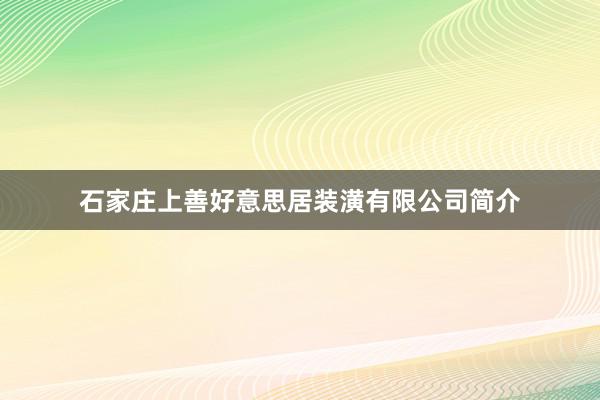 石家庄上善好意思居装潢有限公司简介